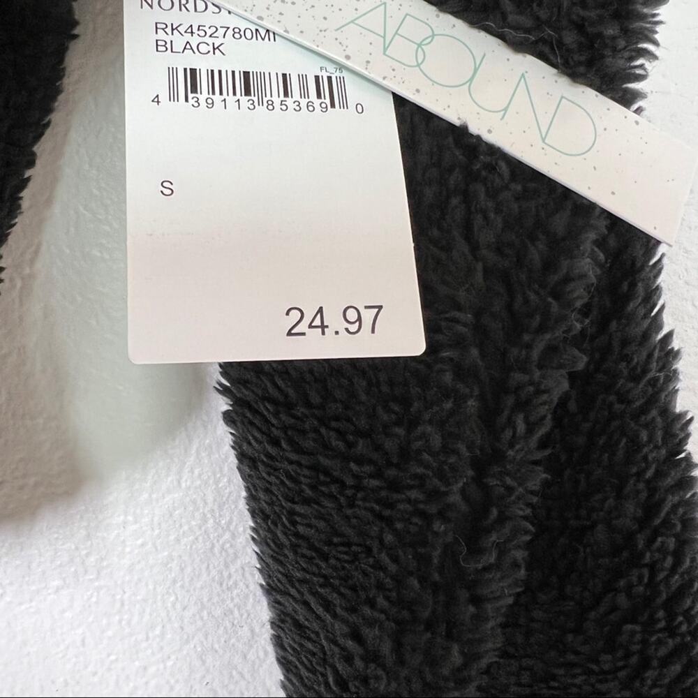 NWT NEW ABOUND Nordstrom Fuzzy Fleece half zip Pullover in Black - Picture 7 of 10